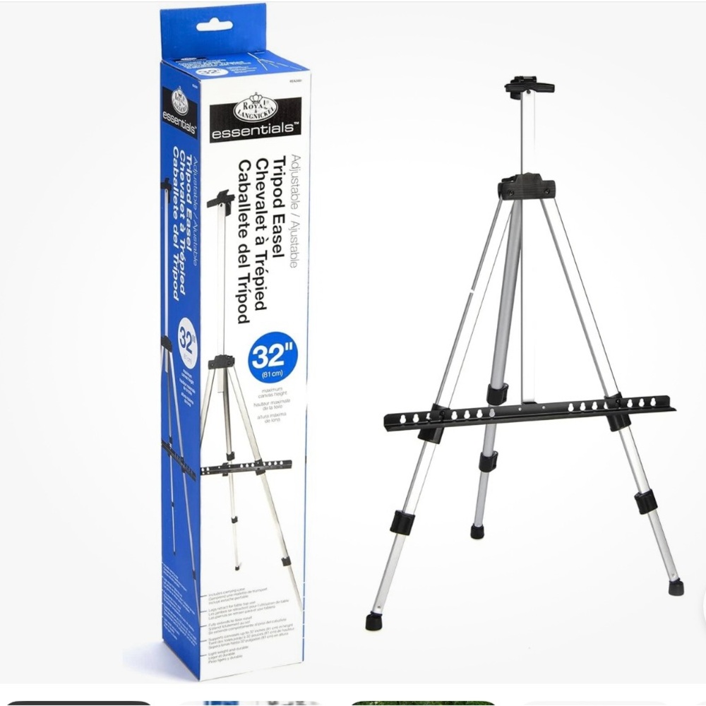 Essentials Adjustable Tripod Easel in Black and Silver in Carrying Case.
